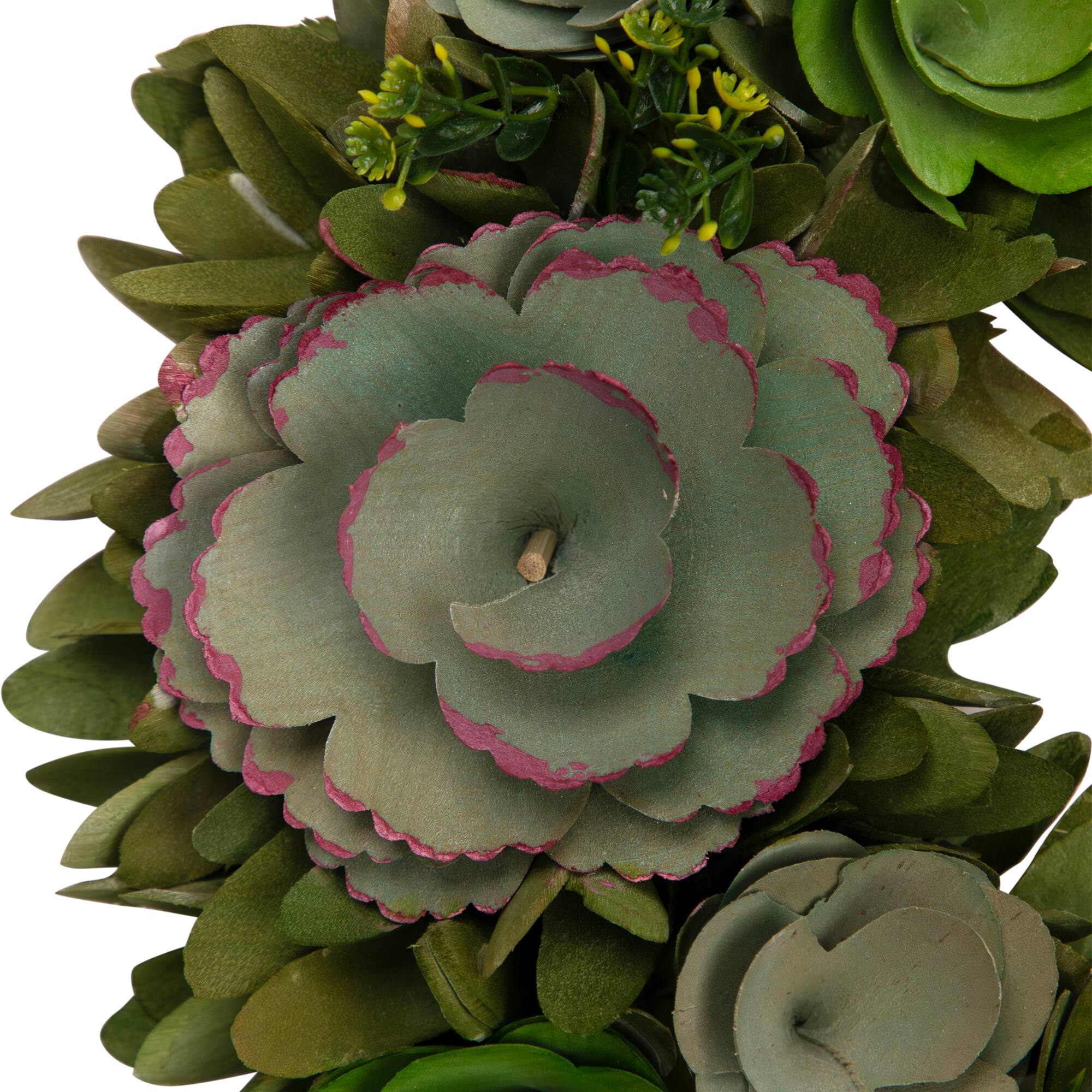 14" Wooden Spring Mini Flowers Artificial Wreath